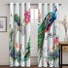 Beautiful Blue Golden Peacock Animal Window Curtains Blinds For Living Room Kids Bedroom Bathroom Kicthen Door Home Decor2Pcs