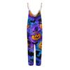 Women Halloween Printed Loose Jumpsuit Casual Sleeveless Wide Leg Romper Comfortable Fit for Seasonal Wear