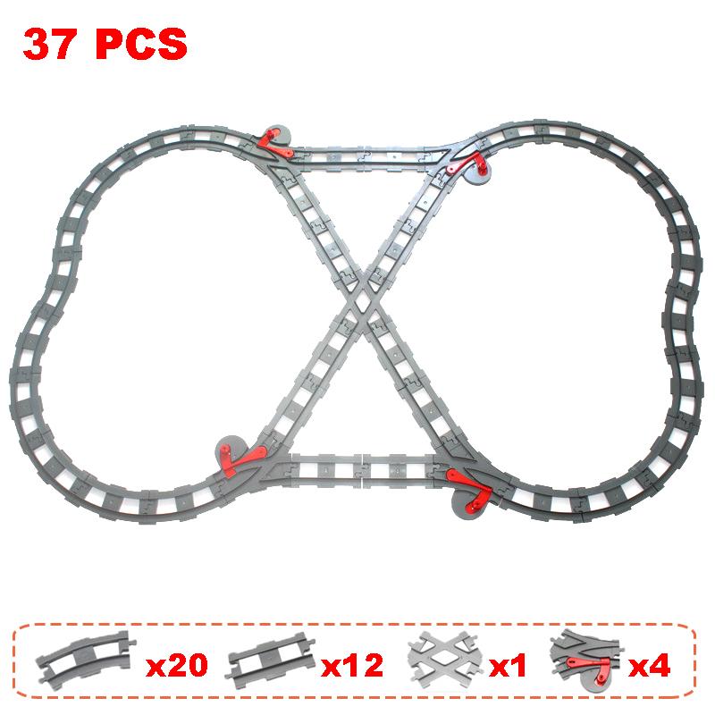 Non-Toxic Rail Transport Big Size Building Blocks Creative Track Accessories Assemble Toys For Children Bricks Compatible City Train Set