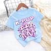 Girls KPOP Idol Group Print Short Sleeve Boys and Girls TShirt Cute Cartoon Graphic Tee Kids Summer Casual Top