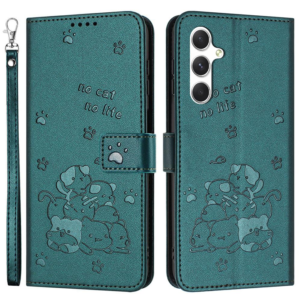 Pro Samsung Galaxy S25 FE Peněženkové pouzdro Kočky Vytištěný Kožený Kryt na Telefon s Poutkem