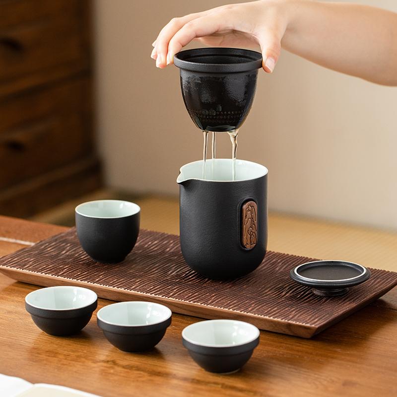 Portable Travel Tea Set Outdoor Teapot Teacup Simple Camping Quick Tea Cup One Pot Four Cups