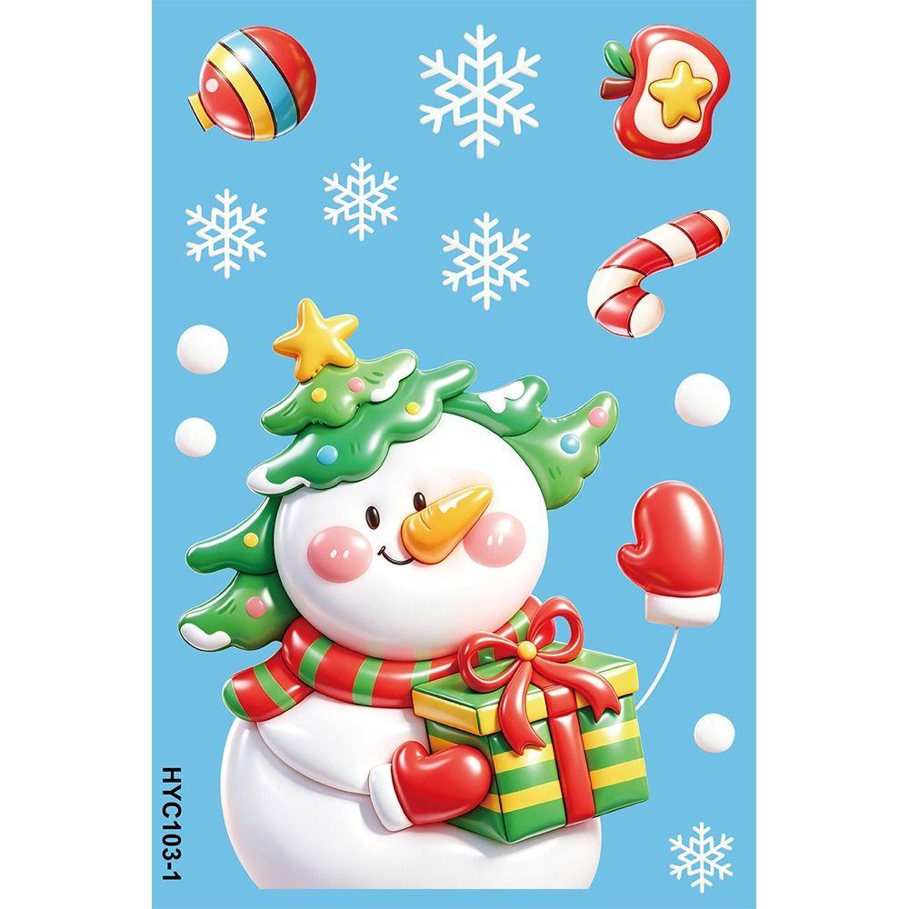 9Pcs PVC Christmas Window Stickers Removable Christmas Static Stickers  New Year Party Decor