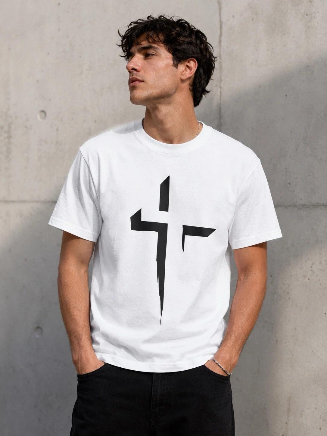Modern Black Cross Graphic T-Shirt Faith Christian Unisex Tee M