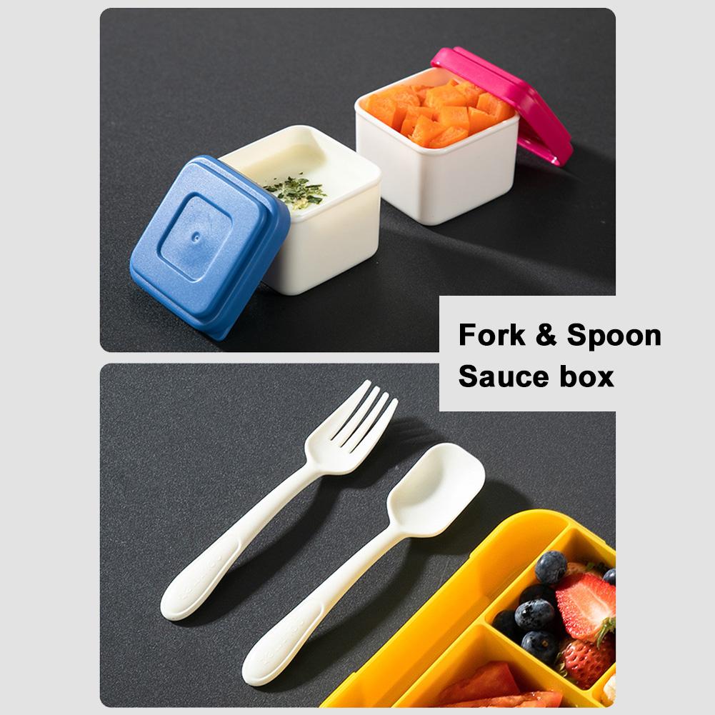 Portable Bento Box Travel Vegetable Salad Container with Spoon Fork Fruit Salad Lunch Box Food Storage Container for Kids Adults