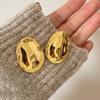 European American Metal Irregular Exaggerated Oval Large Stud Earrings for Women Party Travel Jewelry Accessories