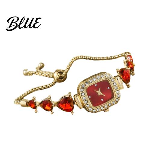 Rhinestone Embellished Watch Women Bracelet Small Square Dial Analog Quartz