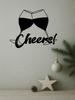 PC Metal Wine Wall Art Cheers Sign, Modern Black Glass Sculpture for Kitchen Bar Home Decor