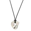 Japanese Minimalist Abstract Art Openwork Pendant Necklace with Adjustable Leather Cord