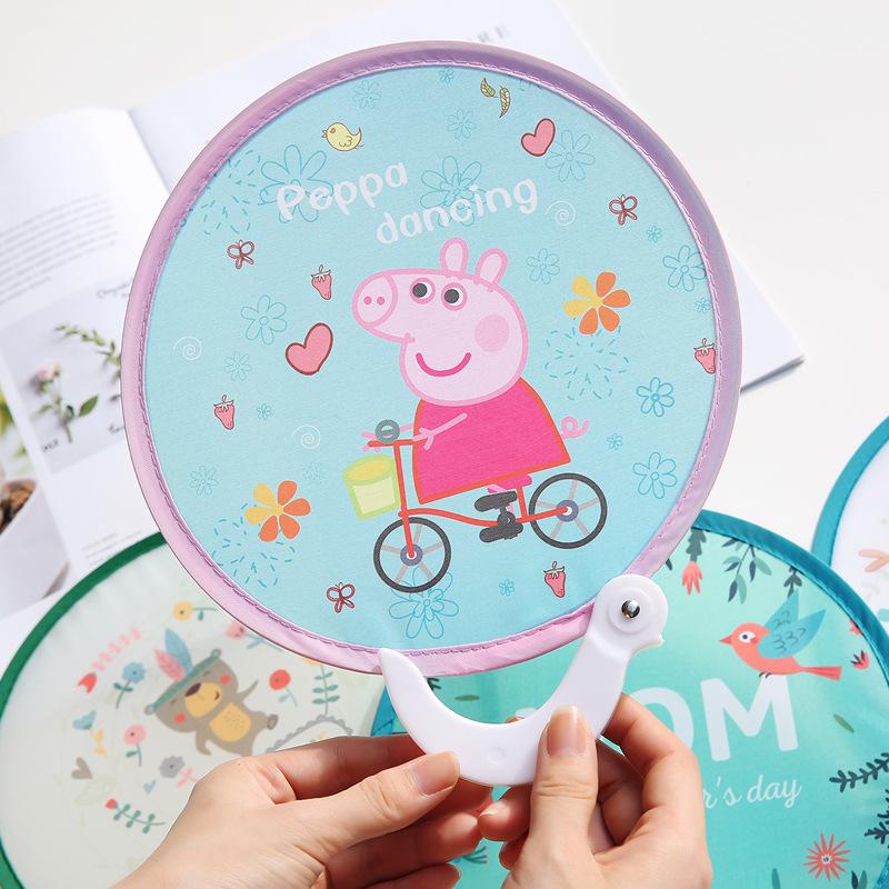 Children's Cartoon Mini Round Folding Fan - Portable and Compact Summer Fan for Kids and Adults