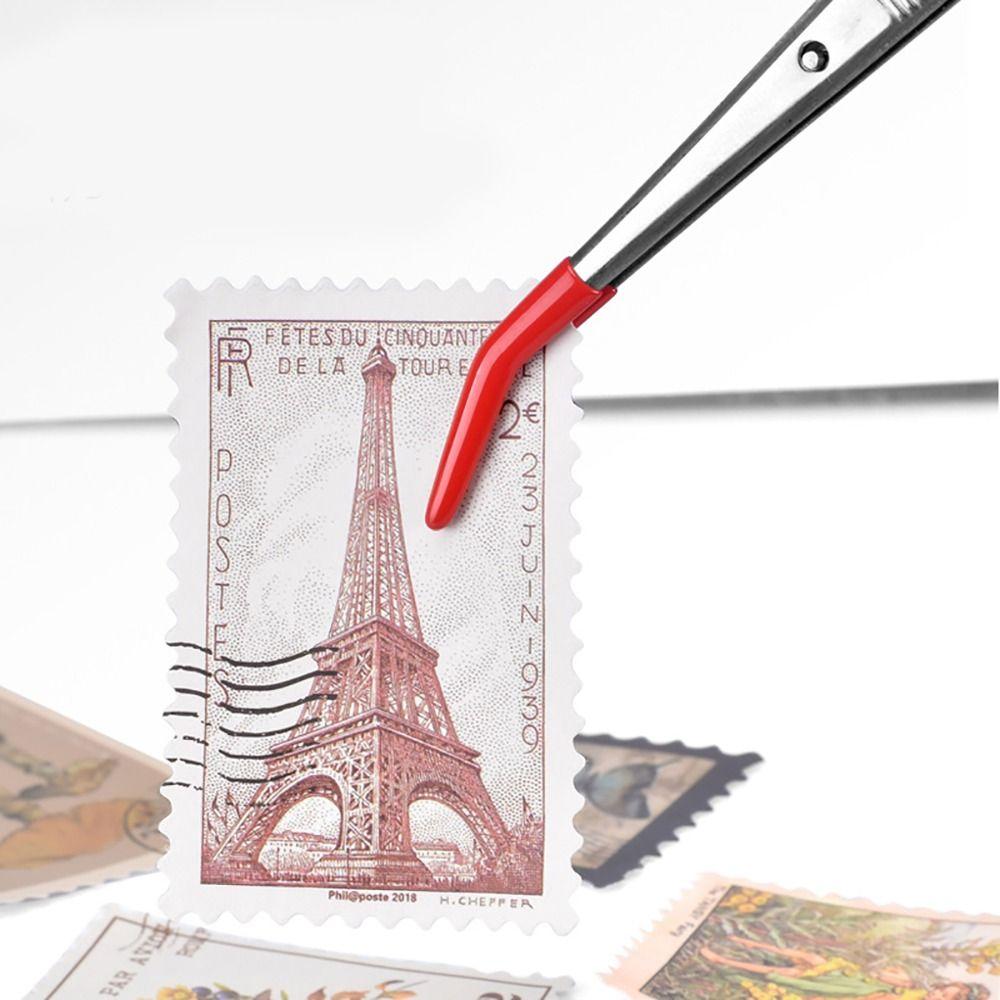 Non Marring Flat Tip Tweezers PVC Coated Rubber Tips Tweezers Accessories Long Bent Tweezers