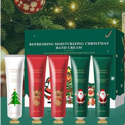 Holiday Gift Set of 5 Mini Hand Creams, Intense Moisture Lotion for Cracked Skin, Travel Essential Christmas Present