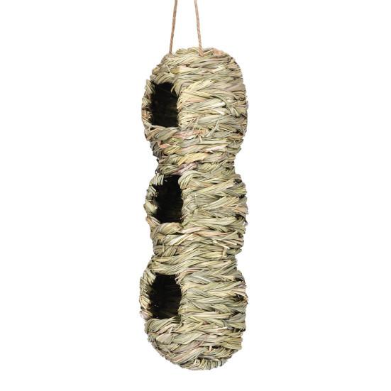 Yousheng Bird Nest 3 Holes Windproof Portable Natural Woven Hanging Bird House Bird Supplies