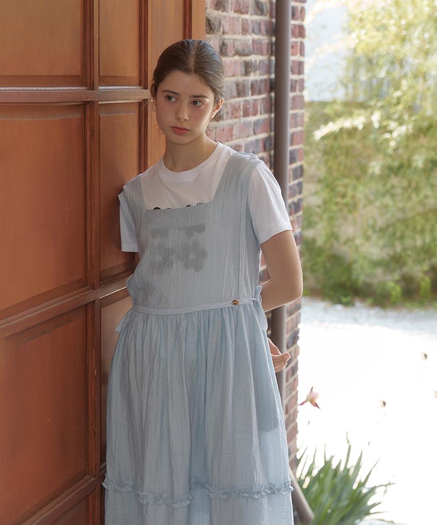 Anoetic Anc Square Neck Lace Waist Dress_Sky Blue
