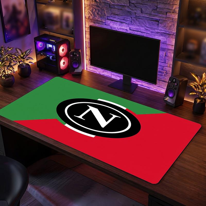 Tappetino per Mouse con Motivo a Tema Napoli FC, Tappetino da Scrivania XXL per Gaming con Logo Calcio, Antiscivolo