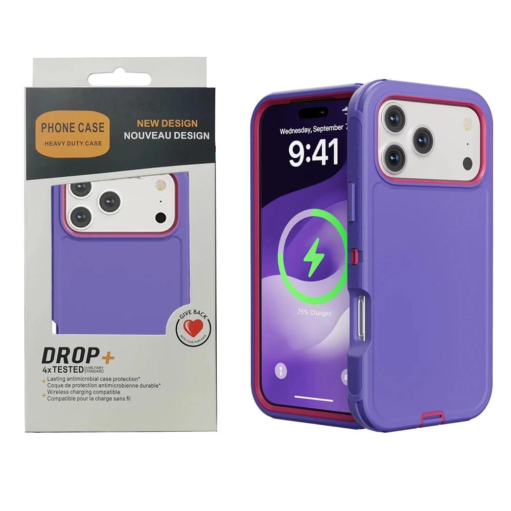 Heavy Duty Rugged Military Grade Phone Case for IPhone 17Pro Max 16 15 14 13 12 Defender Armor Ott Box Anti-Drop Protect Cover