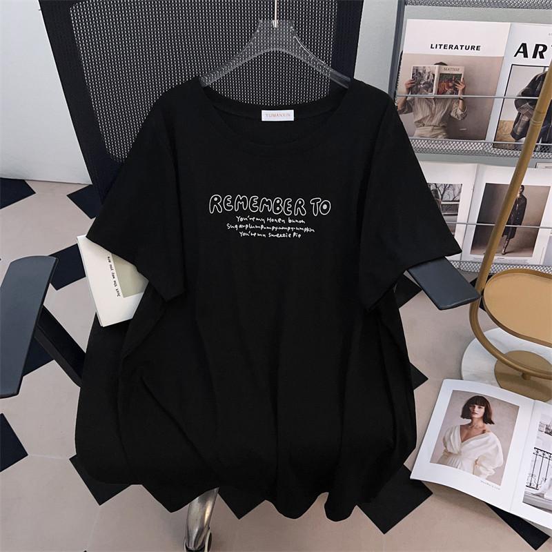 

Women s Plus Size Slimming Mid-Length Loose Round Neck T-Shirt (200-350 jin) 3XL білий