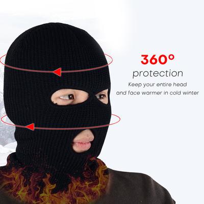 Thermal Face Mask Wind-proof 3 Hole Winter Knitted Cycling Mask Neck Warmer Motorcycle Under Helmet