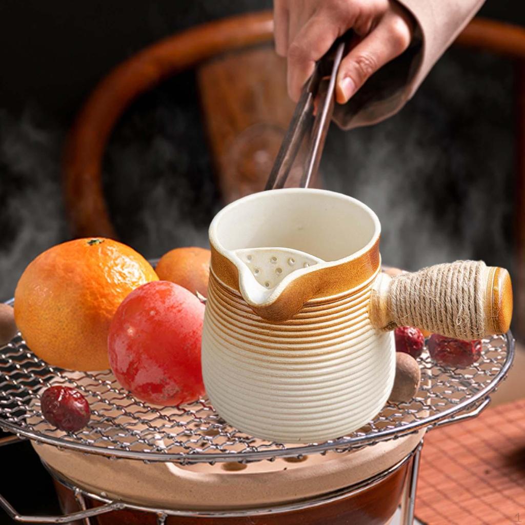 Ceramic Teapot Porcelain Tea Pot Maker Kettle with Rope Wrapped Handle for Household