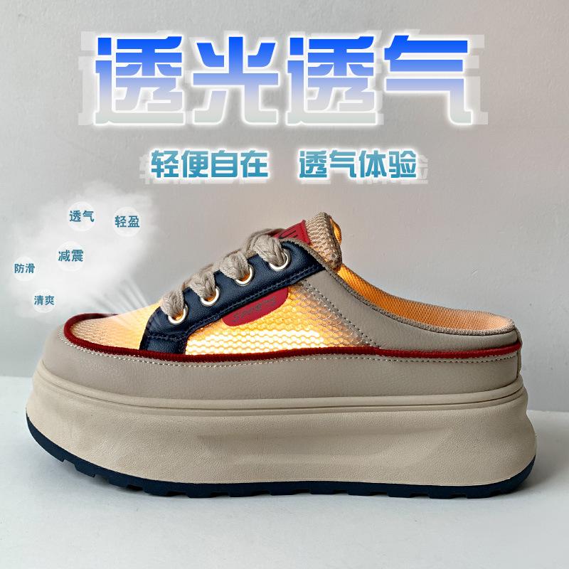 2025 Sommer neue Ein-Pedal-Sandalen Damen-Oberbekleidung in trendigen Plateau-Sandalen lässige Strandschuhe Damen XW520