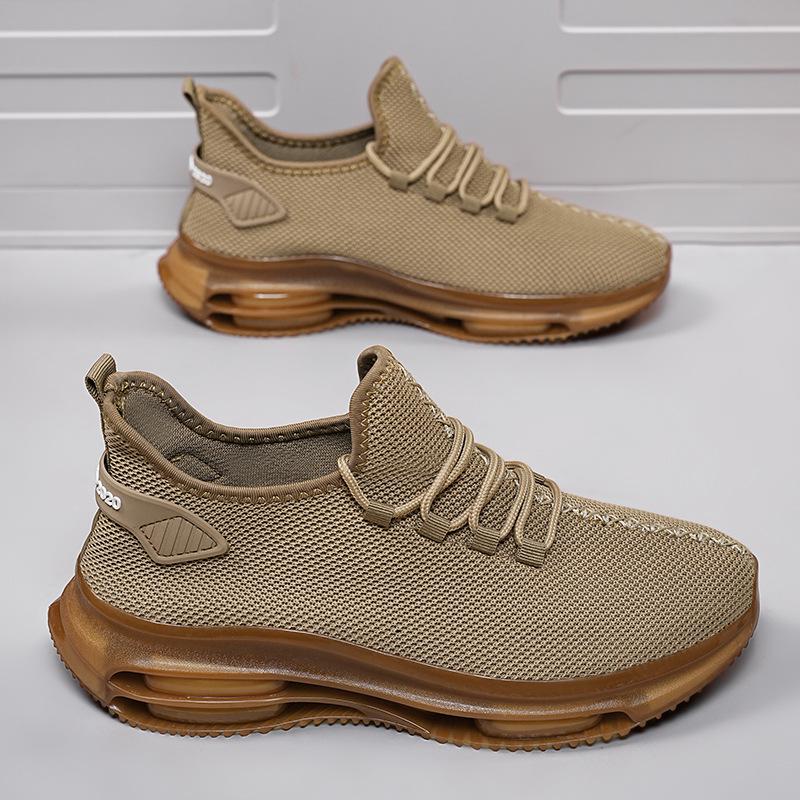 

Unisex Cross-Border Breathable Flyknit Mesh Shoes - Wear-Resistant Non-Slip Sports Sneakers 40 хаки