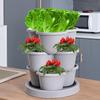 Torre de Macetero de Jardín Apilable de 4 Niveles para Verduras, Macetas de Flores para Jardinería, Sistema de Jardinería Interior con Bandeja y Rueda Flexible