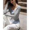 Women's Slim Fit Faux Two-Piece Wool Blend Colorblock Knit Top