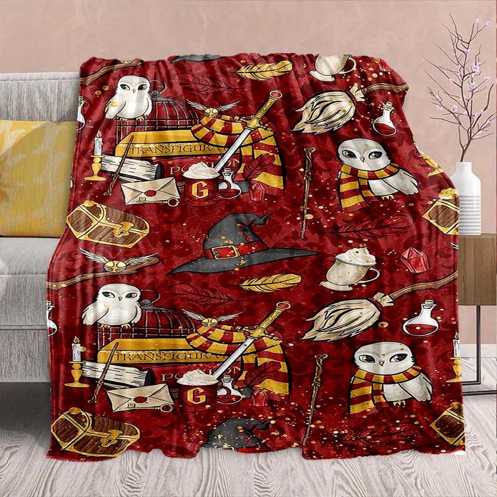 Harry Potter Magic Owl Flannel Blanket - Soft Warm Perfect for Sofa, Bedding Camping Travel Office Home Decor -QJY