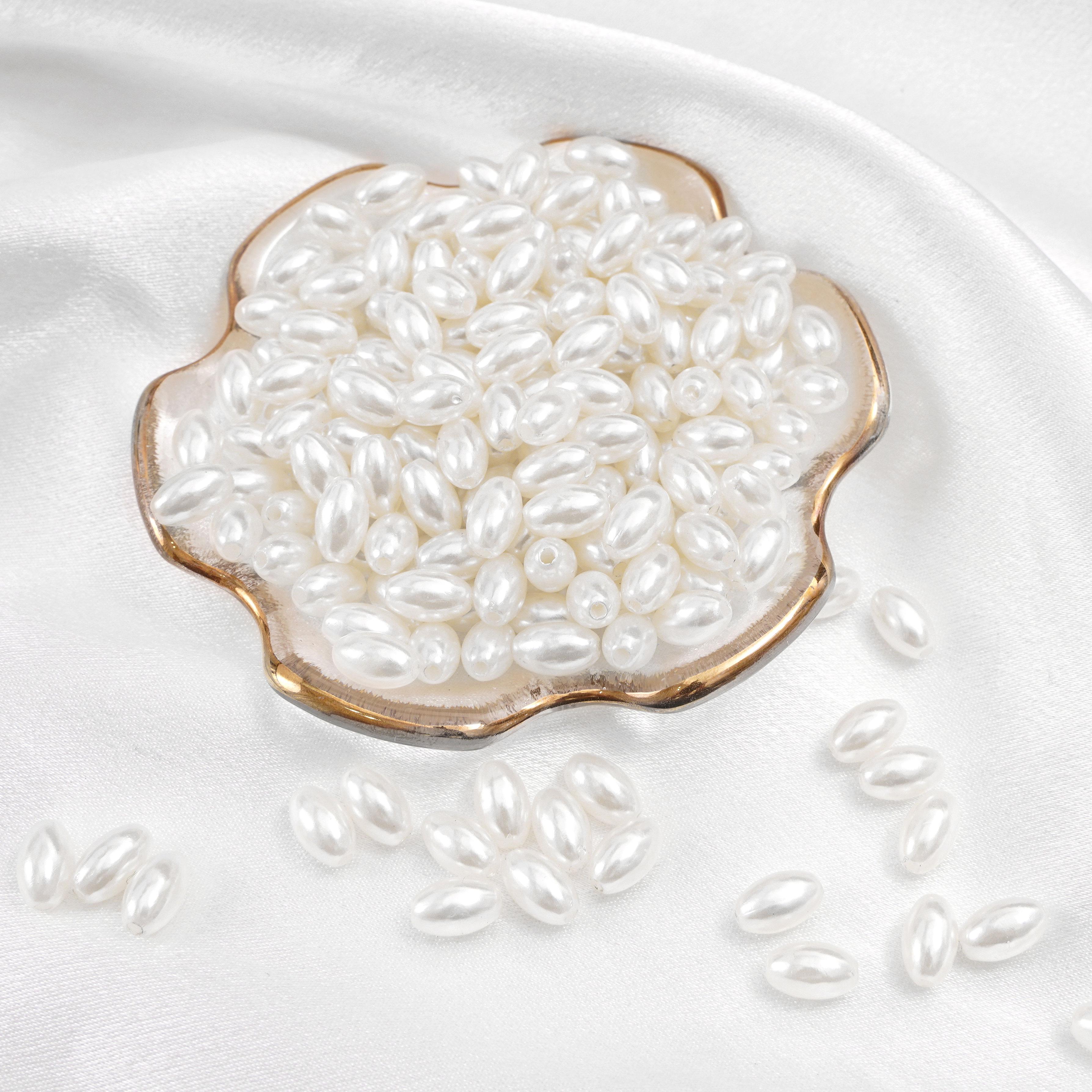 

500G High Gloss ABS Pearl Interval Scattered Beads for DIY Bracelet Necklace Jewelry Making 6x10mm 2850pcs белый