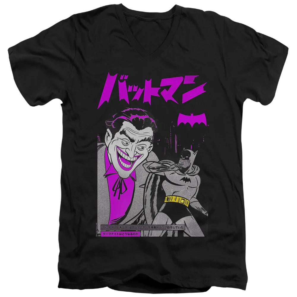 

Batman Kanji Cover Mens Slim Fit V Neck T Shirt Black Officially Licensed XL