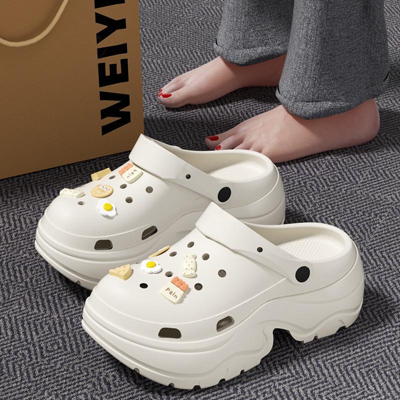 7.0CM small man height-increasing thick-soled hole shoes summer beach slippers can be worn outside high-end cool slippers women's models