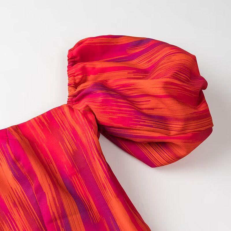 Kaslead New Arrival Women's Clothing Fashion Style Fashion Simple and Short Top and Skirt Printing Suit