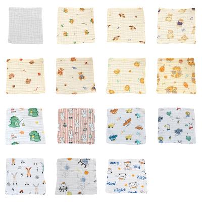 Multipurpose Baby Bib With Cute Cartoon Print 30x30cm Easy Cleaning Quick Dry Saliva Towel For Infants