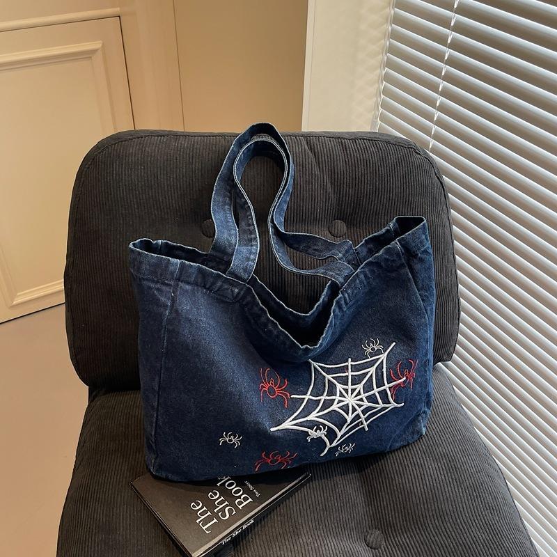 Denim bag women's large-capacity new summer versatile shoulder bag college student class bag tote bag