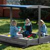 Bac à sable en bois avec toit - Springos® - 120 x 120 cm - Imprégnation à base d'eau - Gris - Bancs intégrés