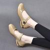 Soft leather Velcro single shoes 2025 autumn new patent leather glossy Mary Jane shoes round head flat bottom soft sole small leather shoes