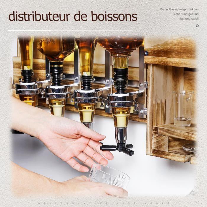 Yorbay Casier à Bouteilles Mural avec 4 Distributeur de Boissons, Étagère à Vin, Porte-Bouteilles et Porte-Verre à Pied