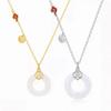 Auspicious Peace Buckle Necklace for Women - Retro Chinese Court Style with Ruyi Clouds & Hetian Jade Fortune Pendant
