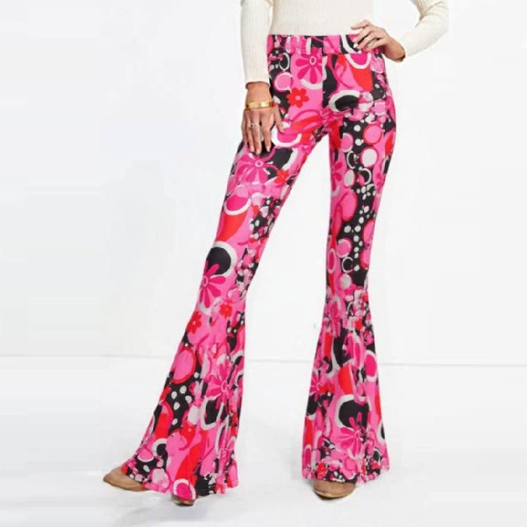 Bold Color Hippie Costume 5 Piece Set Fashion Hair Decoration Fringe Vest Pants Bandana For 1970s Themed Celebrations