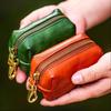 Retro Echte PU-Leder Reißverschluss Münzbörse Für Unisex Einfach Und Tragbar Mini Karten Schlüssel Aufbewahrungstasche