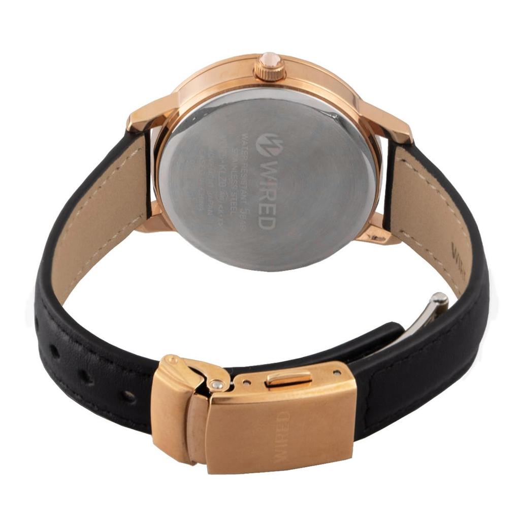 WIRED Hodinky AGET721 Chronograf Kožené Kulaté Námořnicky Modré Černé Dámské Přeloženo