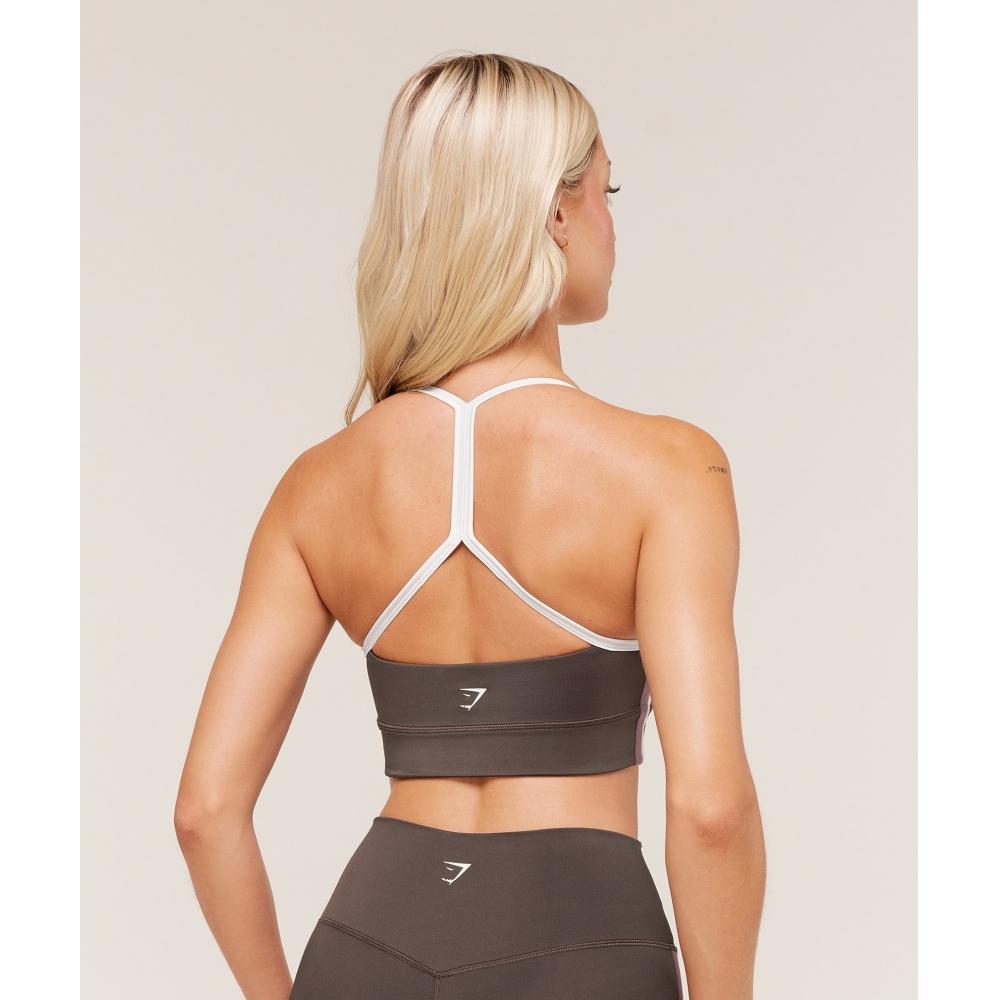 Gymshark Piping Sport-BH Walnussbraun Kastanienrosa Weichweiß B4c6h Nc87