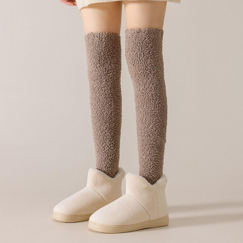 Coral Fleece Long Tight Socks Soft Foot Warmers Fashion Boot Socks  Fall Winter