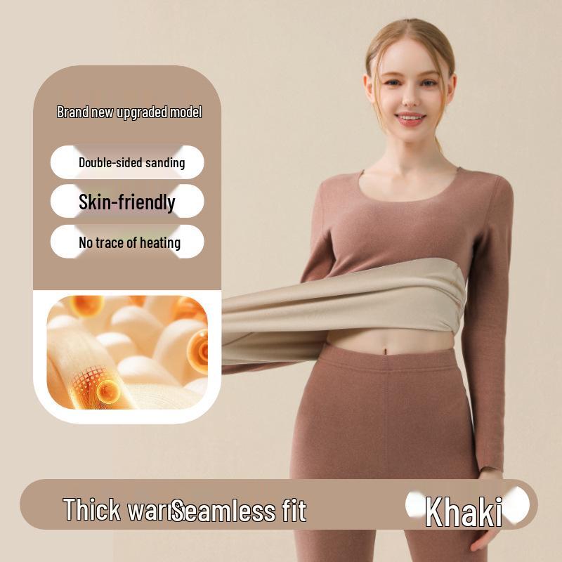 2025 Neue Wolle Seide Doppelseitiges Fleece Unterwäsche Set für Damen und Herren - Warme Herbstkleidung