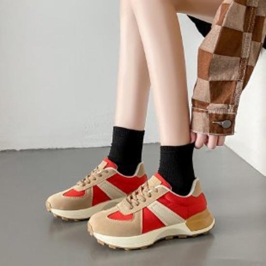 Dad Shoes for Women's Spring New Thick Sole Retro Fashionable Waffle Slim Waist Forrest Gump Shoes Heightened Casual Sports Shoes