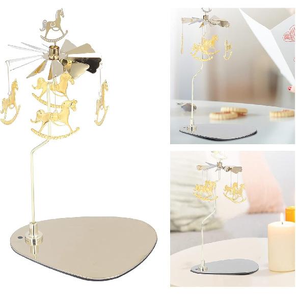 Round Triangular Tray Rotating Candlestick Scented Candle Romantic Revolving Lantern Creative Table Rotating Candle Holder, Spinning Candle Holder