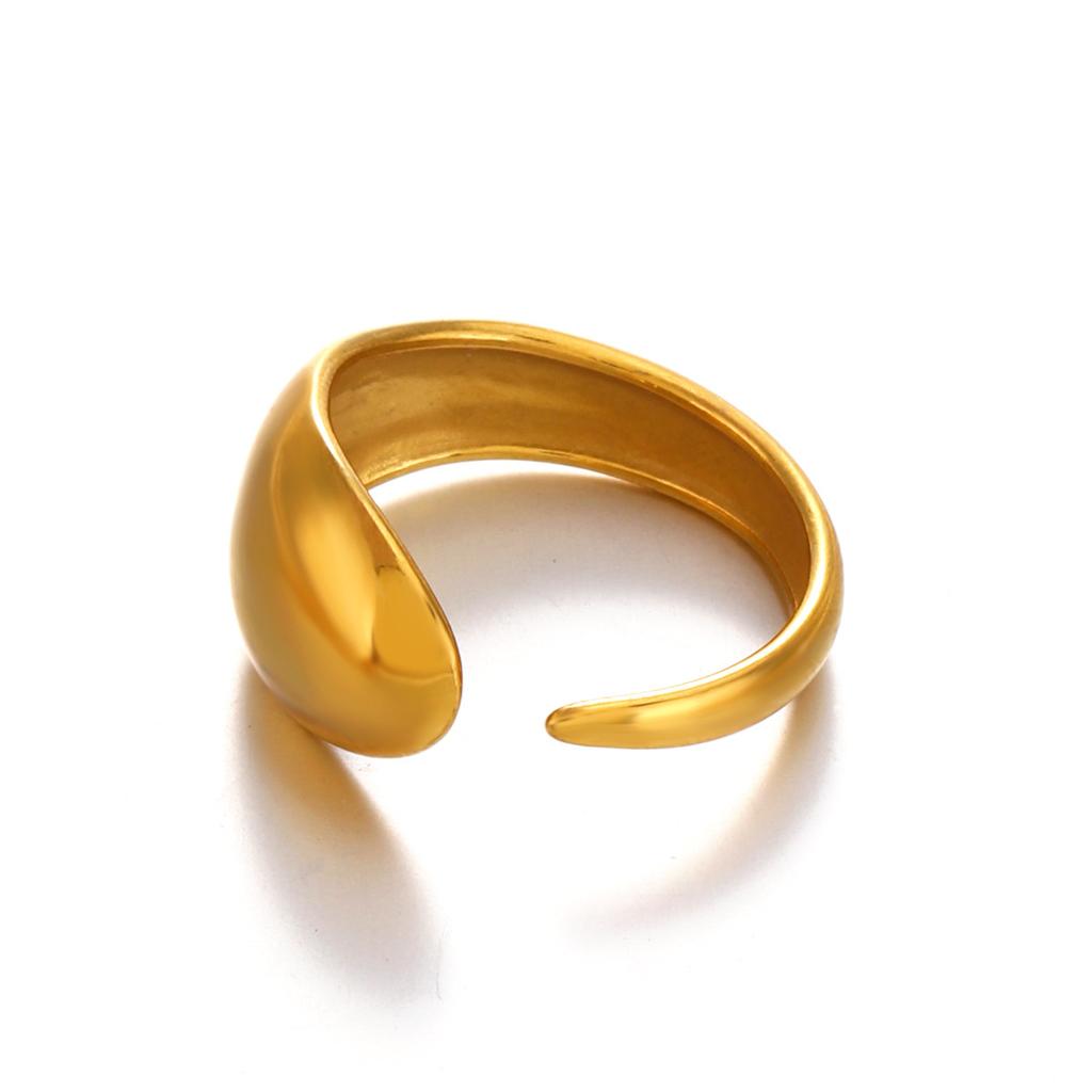 Yori High Quality Stainless Steel Metal Water Drop Ring 18K Gold PVD Plated Personalized Popular Jewelry New