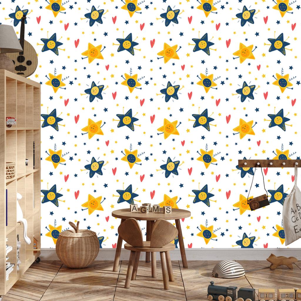 Stars and hearts wallpaper for living room and bedroom 50x1000