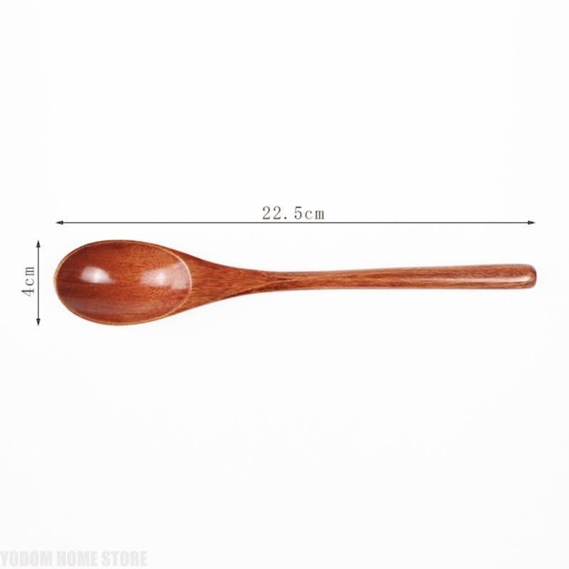 10PCS Natural Wooden Soup Spoon Elliptical Ergonomic Design Eco Friendly Tableware for Home Kitchen Cooking Dining