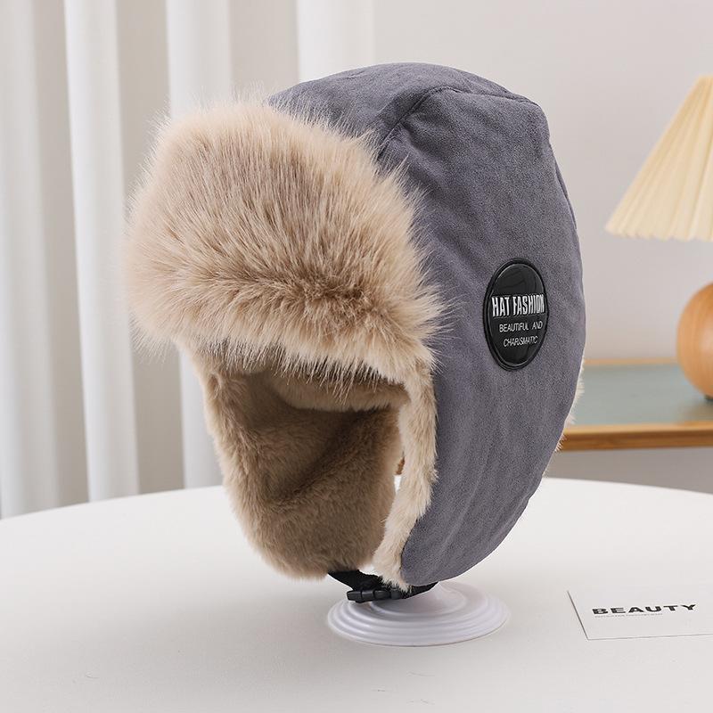 New Winter Plush Korean Knitted Hat for Women with Versatile Warm Ear Protection Thickened Fashionable Airplane Hat Men's Pull-out Hat